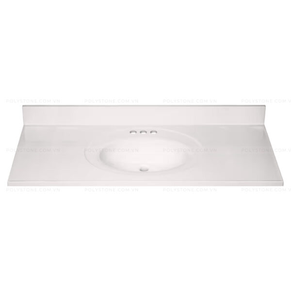 Cultured Marble Integrated Vanity top Single Bowl, 49''x22'' Pure White - Image 4