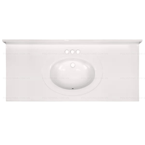 Cultured Marble Integrated Vanity top Single Bowl, 49''x22'' Pure White