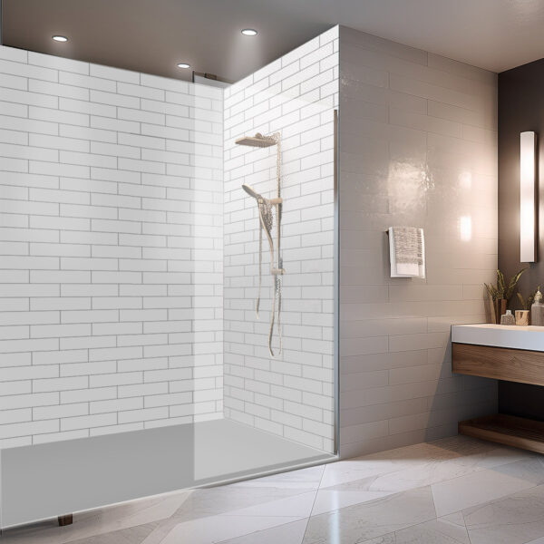 Cultured Marble Horizontal Shower Wall Panel, Pure White
