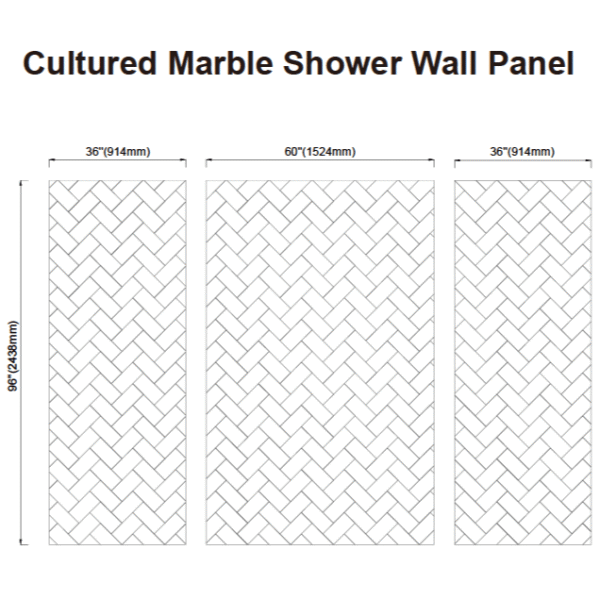 Cultured Marble Ziczac Shower Wall Panel, Pure White - Image 2