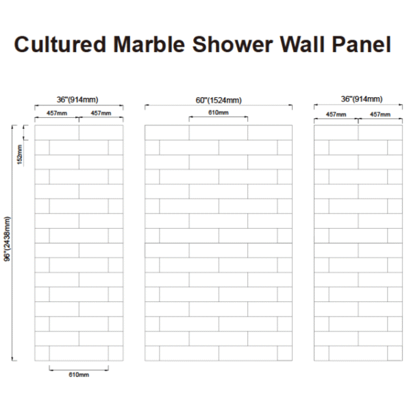 Cultured Marble Horizontal Shower Wall Panel, Pure White - Image 2