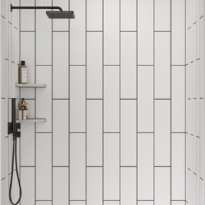 Cultured Marble Vertical  Shower Wall Panel, Pure White