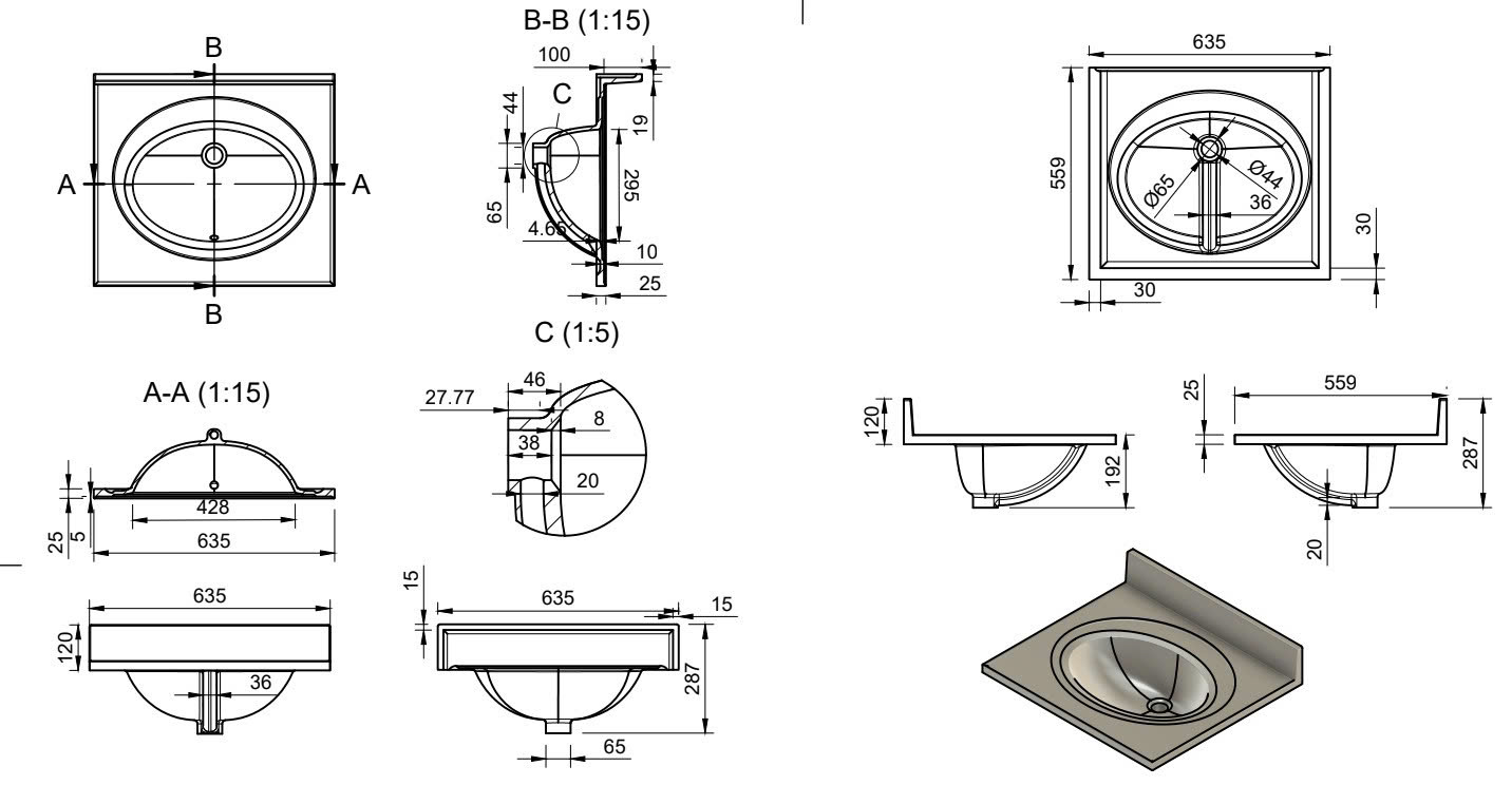 25 x 22 Cultured Marble Drip Edge Oval Single Bowl Vanity Top with Backsplash - Image 4