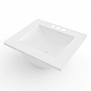 19 x 17 Cultured Marble Non-drip Edge Rectangle Single Bowl Vanity Top
