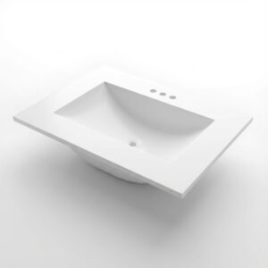 25 x 19 Cultured Marble Non-drip Edge Rectangle Single Bowl Vanity Top