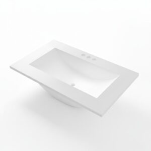 31 x 19 Cultured Marble Non-drip Edge Rectangle Single Bowl Vanity Top