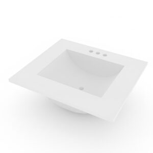 25 x 22 Cultured Marble Non-drip Edge Rectangle Single Bowl Vanity Top