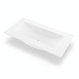 37 x 19 Cultured Marble Non-drip Edge Rectangle Single Bowl Vanity Top